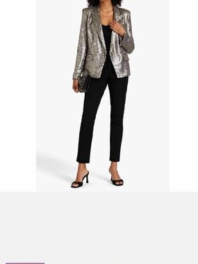 L'AGENCE "Kenzie" Silver Sequin Blazer Size 14!